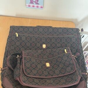 Vintage Bill Blass Garment Bag Luggage Set Folding Suit Carrier W/ Toiletry Bag